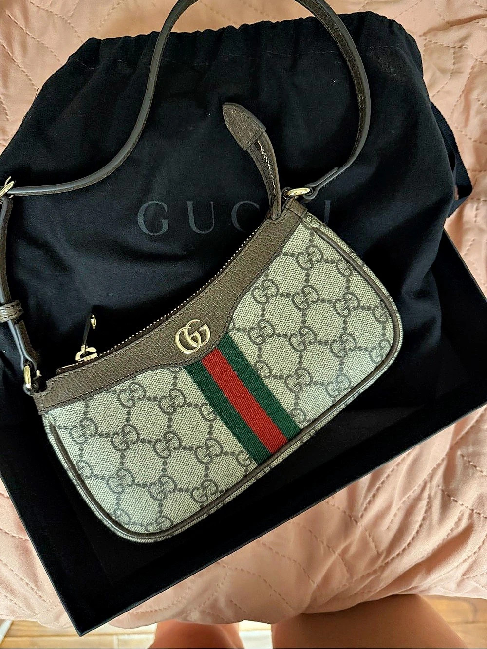 Gucci Ophidia GG Supreme Mini Bag
Does have initials engraved
